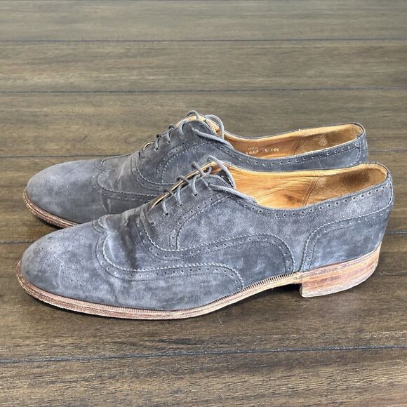 Vintage Winstanley Suede Lloyd Brogue Oxford Wingtip Mens 10.5 Gray Ireland main image 7